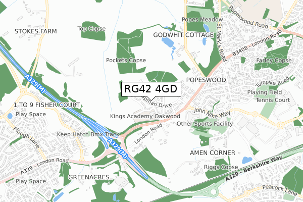 RG42 4GD map - small scale - OS Open Zoomstack (Ordnance Survey)