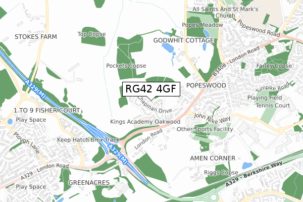 RG42 4GF map - small scale - OS Open Zoomstack (Ordnance Survey)