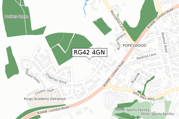 RG42 4GN map - large scale - OS Open Zoomstack (Ordnance Survey)