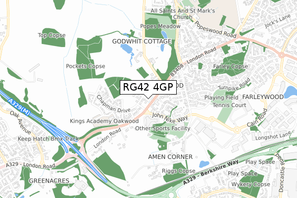 RG42 4GP map - small scale - OS Open Zoomstack (Ordnance Survey)