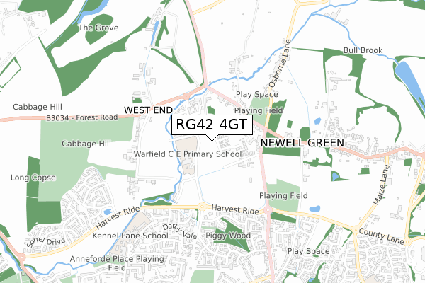 RG42 4GT map - small scale - OS Open Zoomstack (Ordnance Survey)