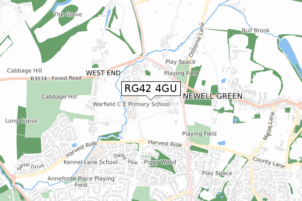 RG42 4GU map - small scale - OS Open Zoomstack (Ordnance Survey)