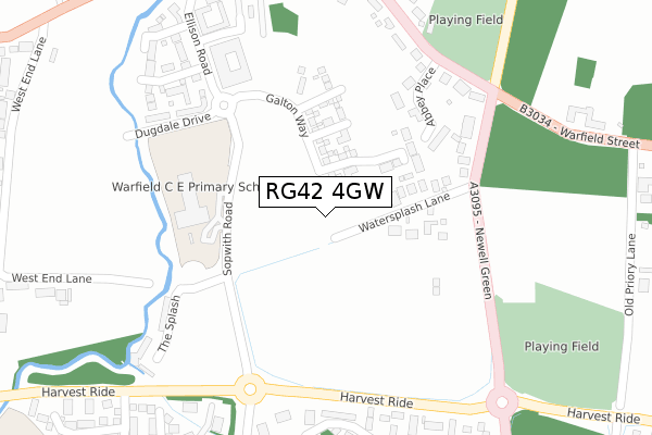 RG42 4GW map - large scale - OS Open Zoomstack (Ordnance Survey)