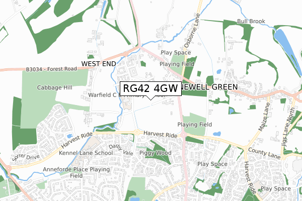 RG42 4GW map - small scale - OS Open Zoomstack (Ordnance Survey)