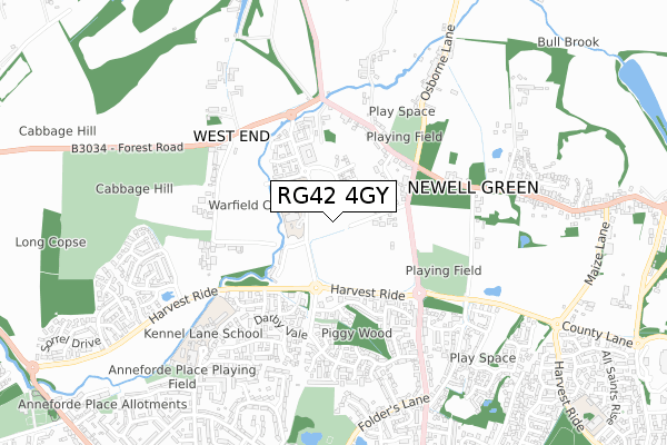 RG42 4GY map - small scale - OS Open Zoomstack (Ordnance Survey)