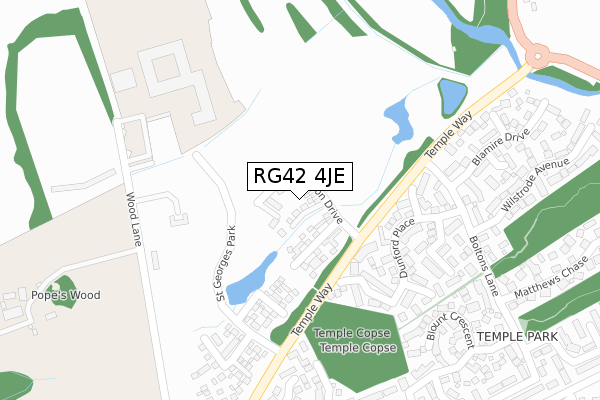 RG42 4JE map - large scale - OS Open Zoomstack (Ordnance Survey)