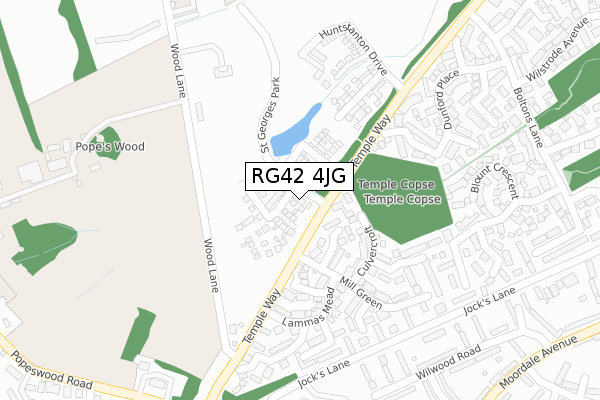 RG42 4JG map - large scale - OS Open Zoomstack (Ordnance Survey)