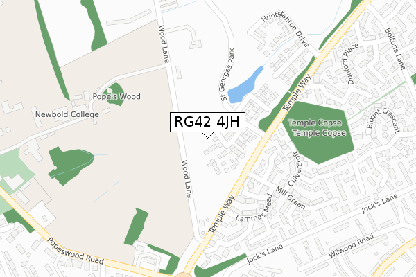 RG42 4JH map - large scale - OS Open Zoomstack (Ordnance Survey)