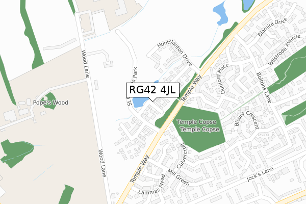 RG42 4JL map - large scale - OS Open Zoomstack (Ordnance Survey)