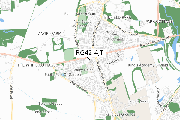 RG42 4JT map - small scale - OS Open Zoomstack (Ordnance Survey)