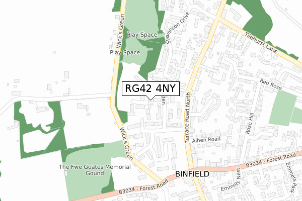 RG42 4NY map - large scale - OS Open Zoomstack (Ordnance Survey)