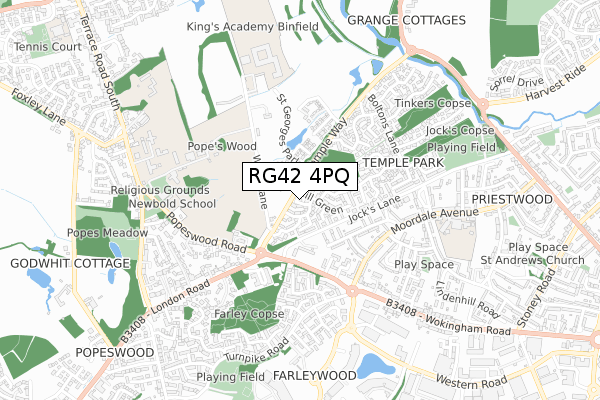 RG42 4PQ map - small scale - OS Open Zoomstack (Ordnance Survey)