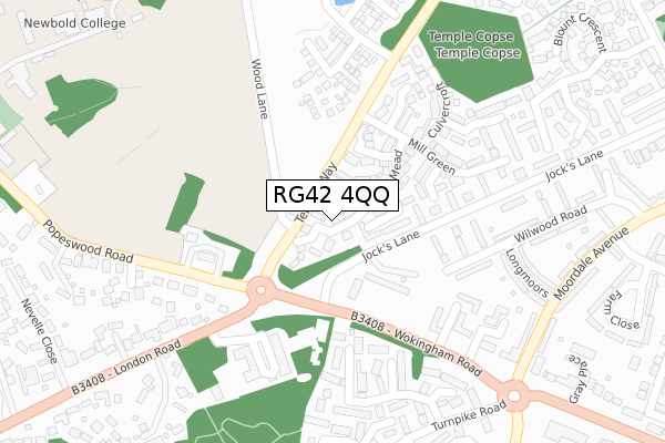 RG42 4QQ map - large scale - OS Open Zoomstack (Ordnance Survey)