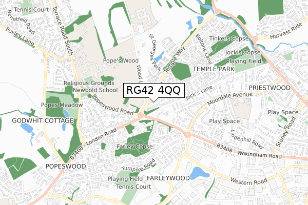 RG42 4QQ map - small scale - OS Open Zoomstack (Ordnance Survey)