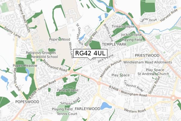 RG42 4UL map - small scale - OS Open Zoomstack (Ordnance Survey)