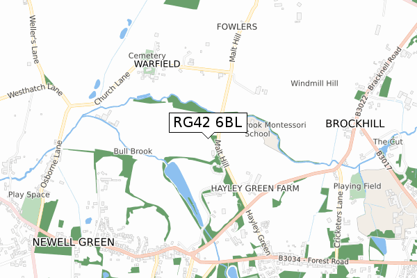 RG42 6BL map - small scale - OS Open Zoomstack (Ordnance Survey)