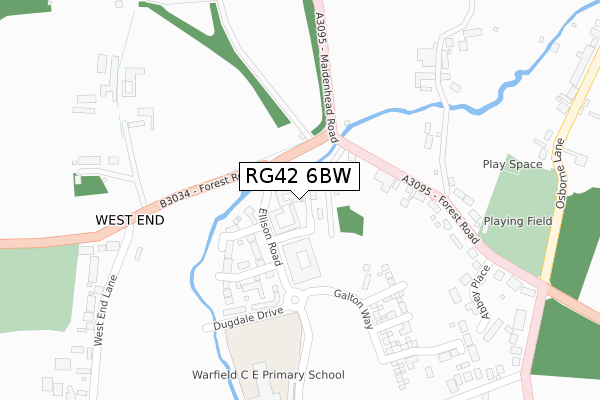 RG42 6BW map - large scale - OS Open Zoomstack (Ordnance Survey)