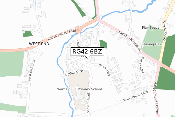 RG42 6BZ map - large scale - OS Open Zoomstack (Ordnance Survey)