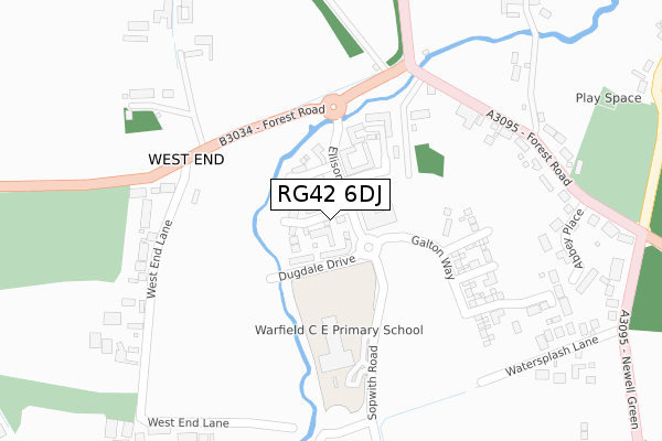 RG42 6DJ map - large scale - OS Open Zoomstack (Ordnance Survey)