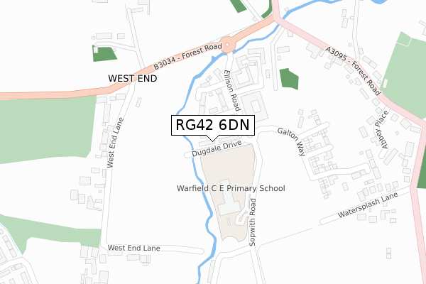 RG42 6DN map - large scale - OS Open Zoomstack (Ordnance Survey)