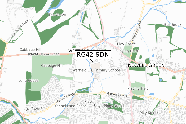 RG42 6DN map - small scale - OS Open Zoomstack (Ordnance Survey)