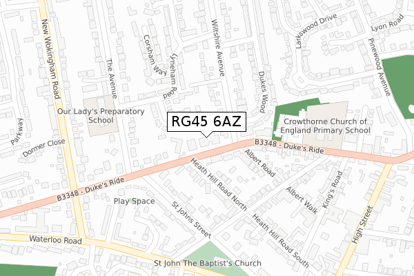 RG45 6AZ map - large scale - OS Open Zoomstack (Ordnance Survey)