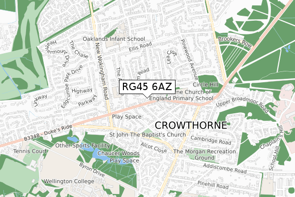 RG45 6AZ map - small scale - OS Open Zoomstack (Ordnance Survey)