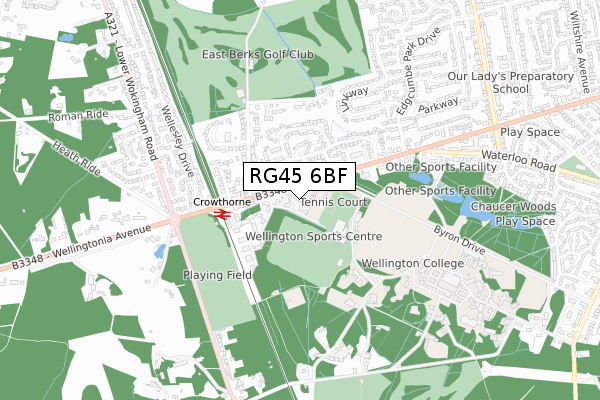 RG45 6BF map - small scale - OS Open Zoomstack (Ordnance Survey)