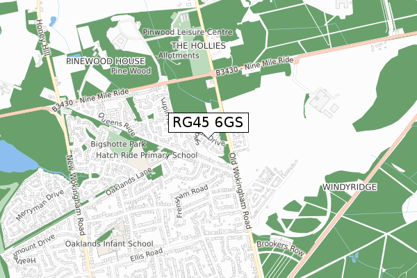 RG45 6GS map - small scale - OS Open Zoomstack (Ordnance Survey)