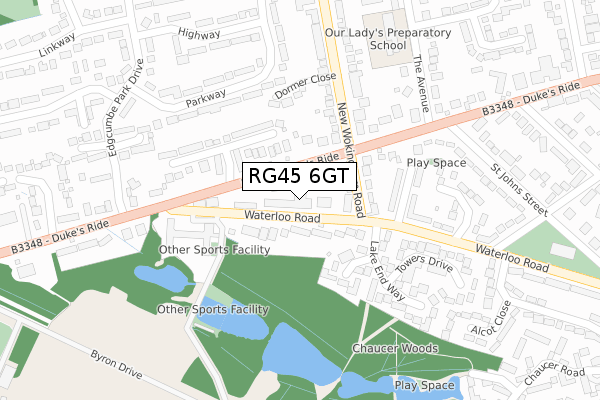 RG45 6GT map - large scale - OS Open Zoomstack (Ordnance Survey)