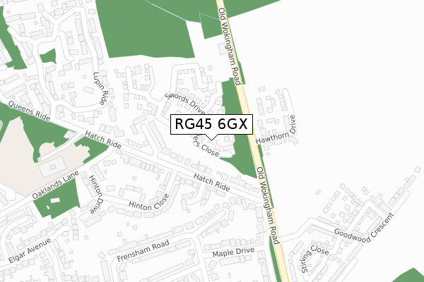 RG45 6GX map - large scale - OS Open Zoomstack (Ordnance Survey)