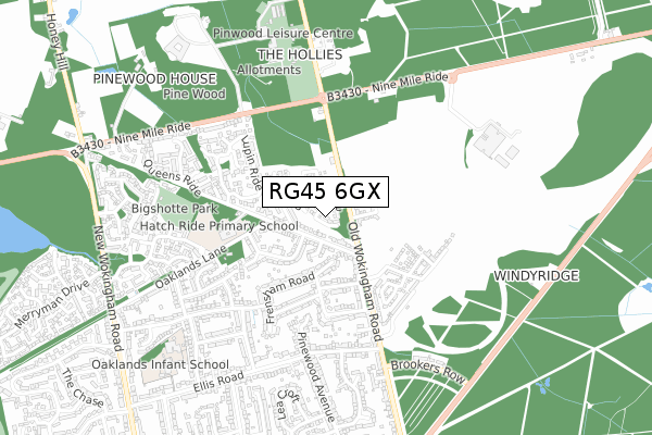 RG45 6GX map - small scale - OS Open Zoomstack (Ordnance Survey)