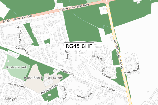 RG45 6HF map - large scale - OS Open Zoomstack (Ordnance Survey)