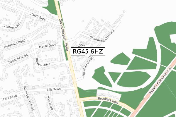 RG45 6HZ map - large scale - OS Open Zoomstack (Ordnance Survey)