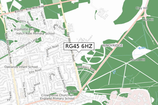 RG45 6HZ map - small scale - OS Open Zoomstack (Ordnance Survey)