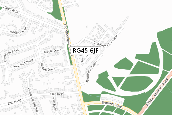 RG45 6JF map - large scale - OS Open Zoomstack (Ordnance Survey)