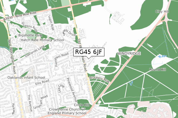 RG45 6JF map - small scale - OS Open Zoomstack (Ordnance Survey)