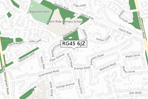 RG45 6JZ map - large scale - OS Open Zoomstack (Ordnance Survey)