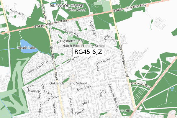 RG45 6JZ map - small scale - OS Open Zoomstack (Ordnance Survey)