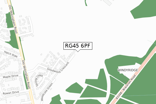 RG45 6PF map - large scale - OS Open Zoomstack (Ordnance Survey)