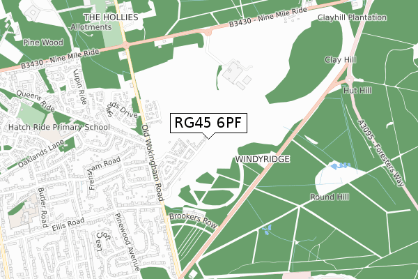 RG45 6PF map - small scale - OS Open Zoomstack (Ordnance Survey)