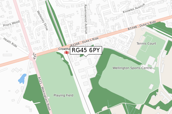 RG45 6PY map - large scale - OS Open Zoomstack (Ordnance Survey)