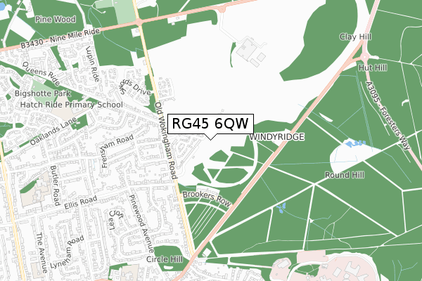 RG45 6QW map - small scale - OS Open Zoomstack (Ordnance Survey)