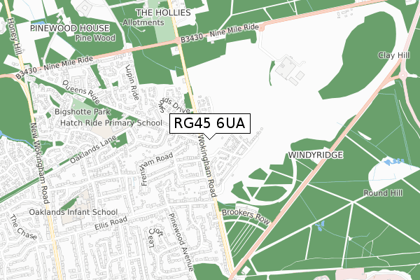 RG45 6UA map - small scale - OS Open Zoomstack (Ordnance Survey)