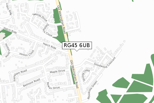 RG45 6UB map - large scale - OS Open Zoomstack (Ordnance Survey)