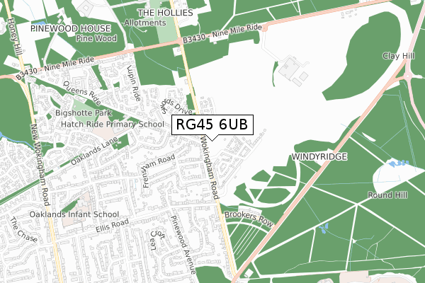 RG45 6UB map - small scale - OS Open Zoomstack (Ordnance Survey)