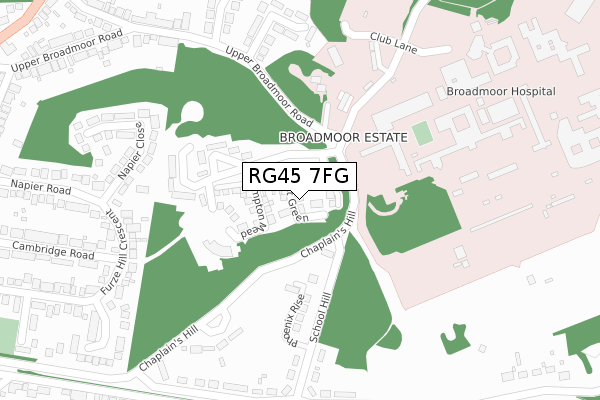 RG45 7FG map - large scale - OS Open Zoomstack (Ordnance Survey)