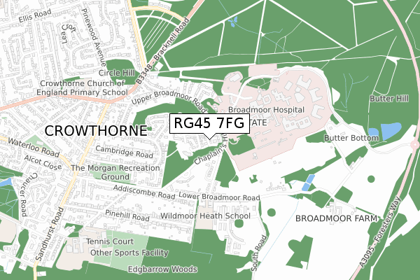 RG45 7FG map - small scale - OS Open Zoomstack (Ordnance Survey)