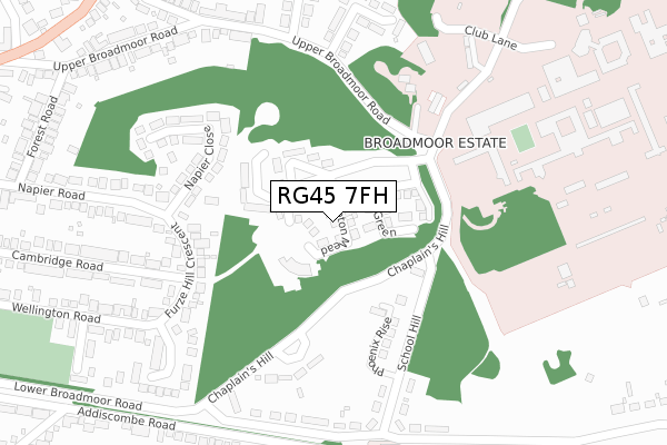 RG45 7FH map - large scale - OS Open Zoomstack (Ordnance Survey)