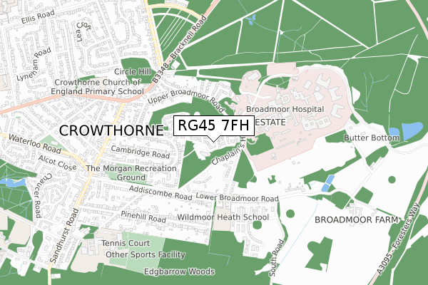 RG45 7FH map - small scale - OS Open Zoomstack (Ordnance Survey)